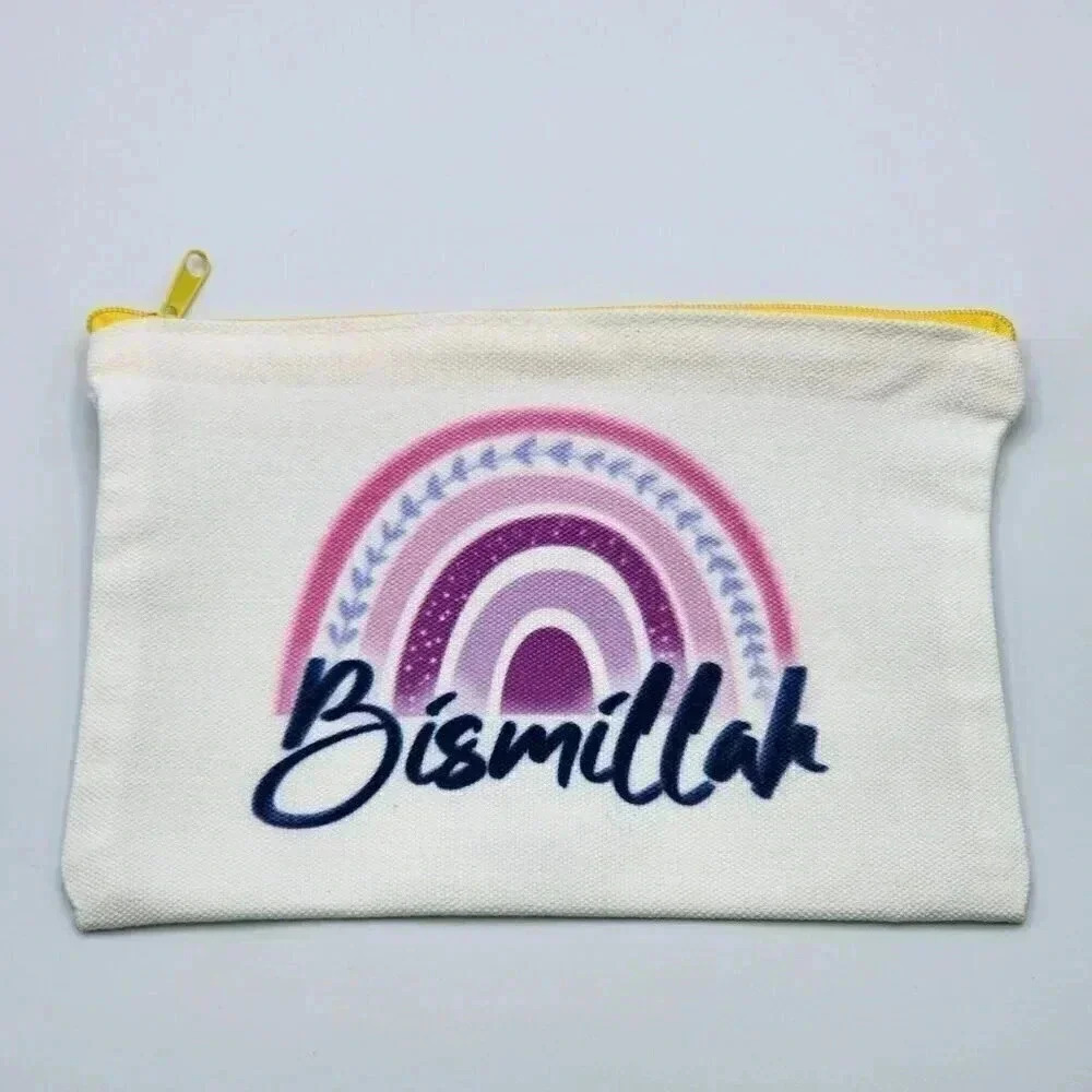 Bismillah Canvas Zipper Pencil Bag Makeup Bag‎ Pouch Bag Handmade NWT